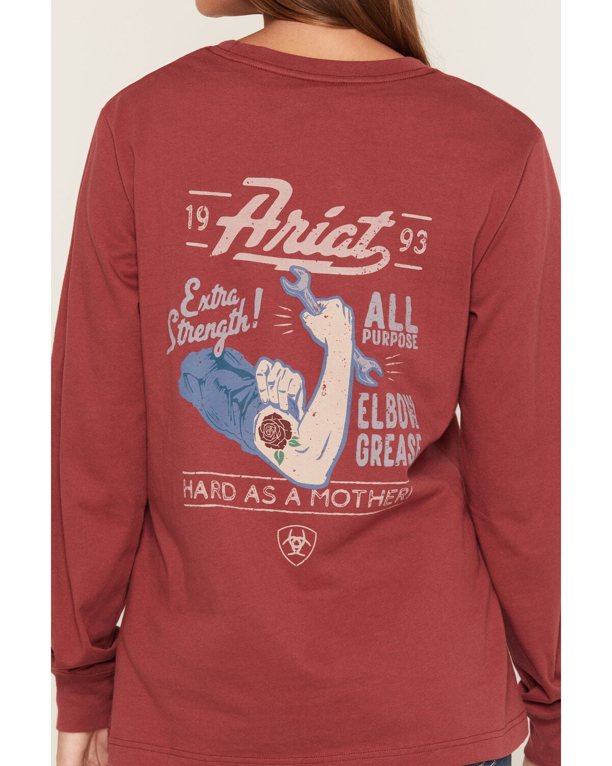 Image #4 - Ariat Women's Rebar Cotton Strong&trade; Vintage Mother Long Sleeve Graphic Work Tee, Red, hi-res