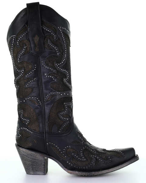 Image #2 - Corral Women's Black Inlay Western Boots - Snip Toe, , hi-res