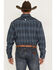 Image #4 - Cowboy Hardware Men's Arroyo Plaid Print Long Sleeve Western Snap Shirt, Blue, hi-res