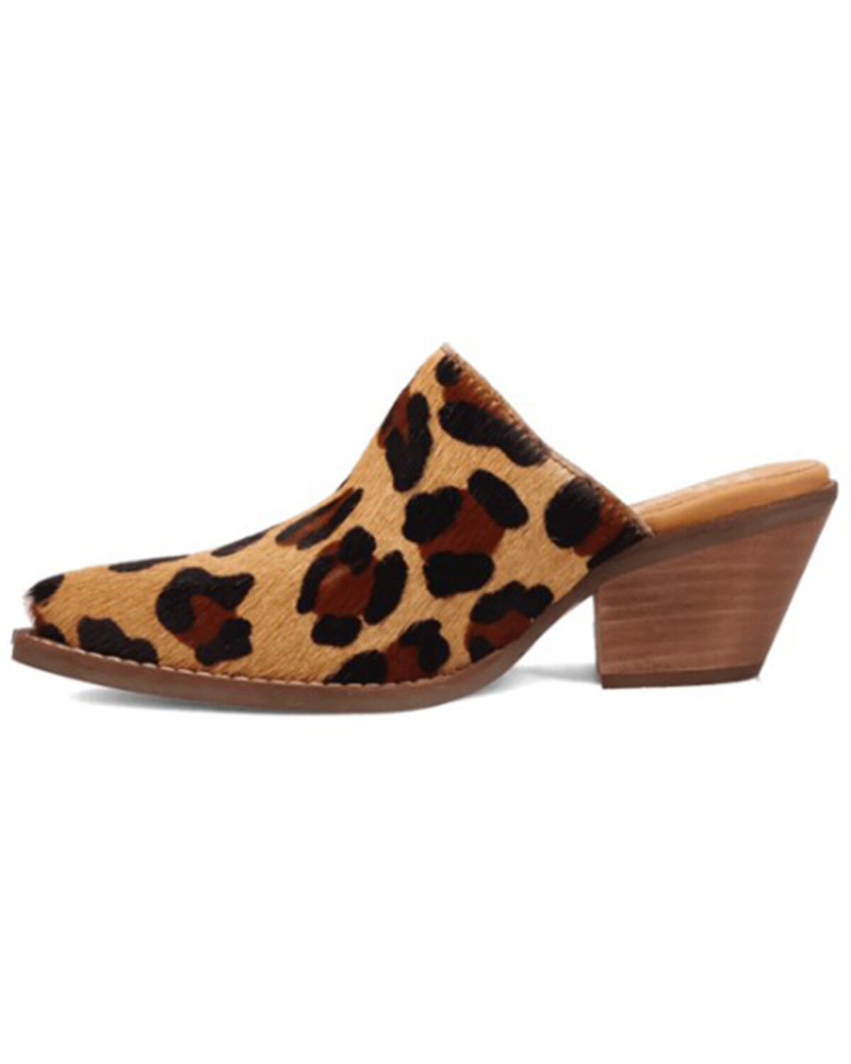 Image #3 - Dingo Women's Calico Leopard Print Hairon Mules - Round Toe, Leopard, hi-res