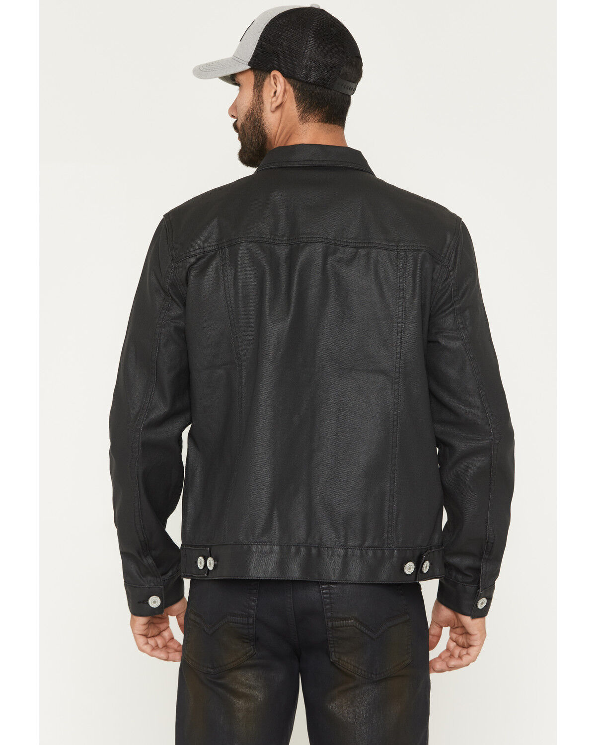 Image #4 - Moonshine Spirit Men's Coated Denim Jacket, Black, hi-res