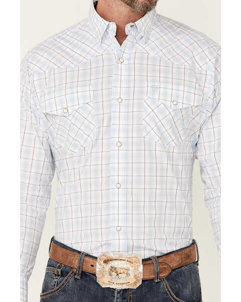 Ariat Men's Relentless Ferric Stretch Plaid Long Sleeve Snap Western Shirt , White, hi-res