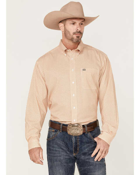 Cinch Men's ARENAFLEX Small Plaid Long Sleeve Button Down Western Shirt , White, hi-res