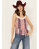 Image #1 - Wild Moss Women's Print Peplum Crochet Trim Top, Multi, hi-res