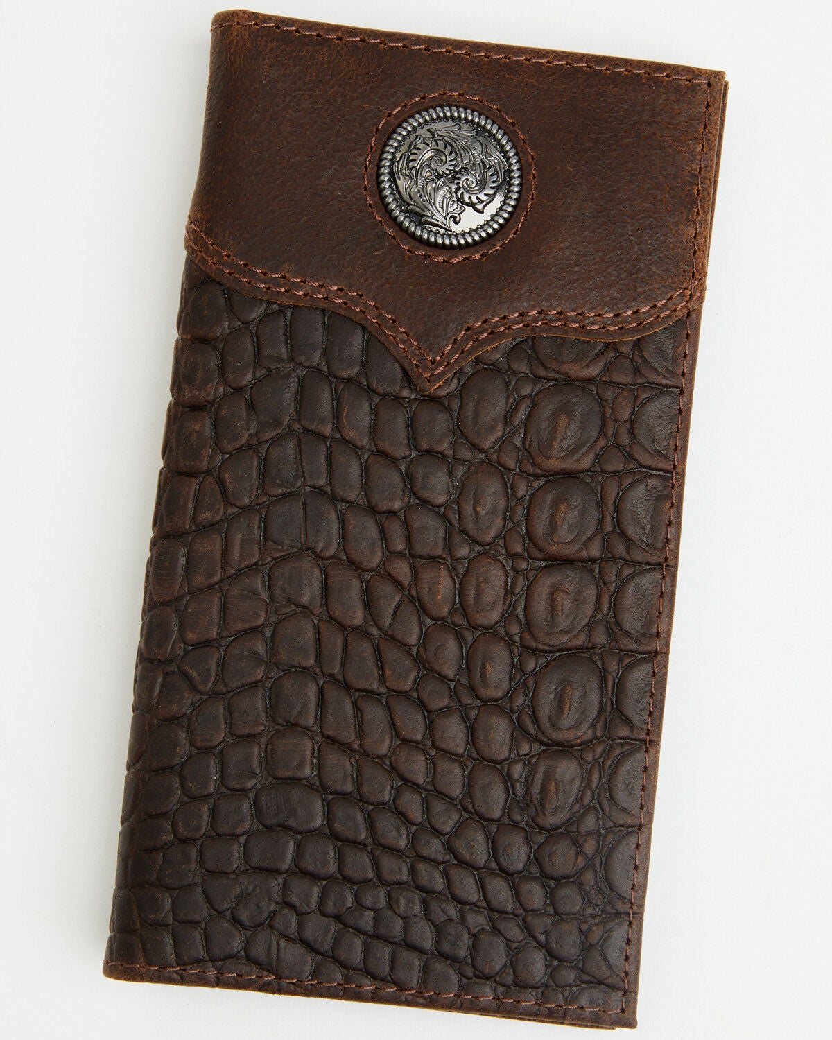 Cody James Men's Caiman Print Rodeo Wallet, Dark Brown, hi-res