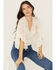 Image #1 - Shyanne Women's Wrap Front Long Sleeve Lace Top, Ivory, hi-res