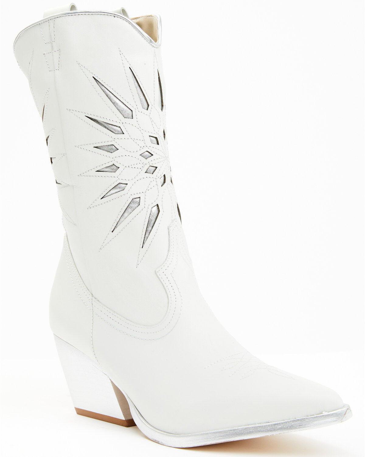 Image #1 - Golo Women's Mae Sun Inlay Western Fashion Boots - Snip Toe, White, hi-res