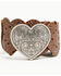 Image #2 - Shyanne Women's Marigold Heart Plaque Leather Strap Belt, Brown, hi-res