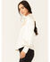 Image #2 - Shyanne Women's Color Block Western Fringe Blouse, Cream, hi-res