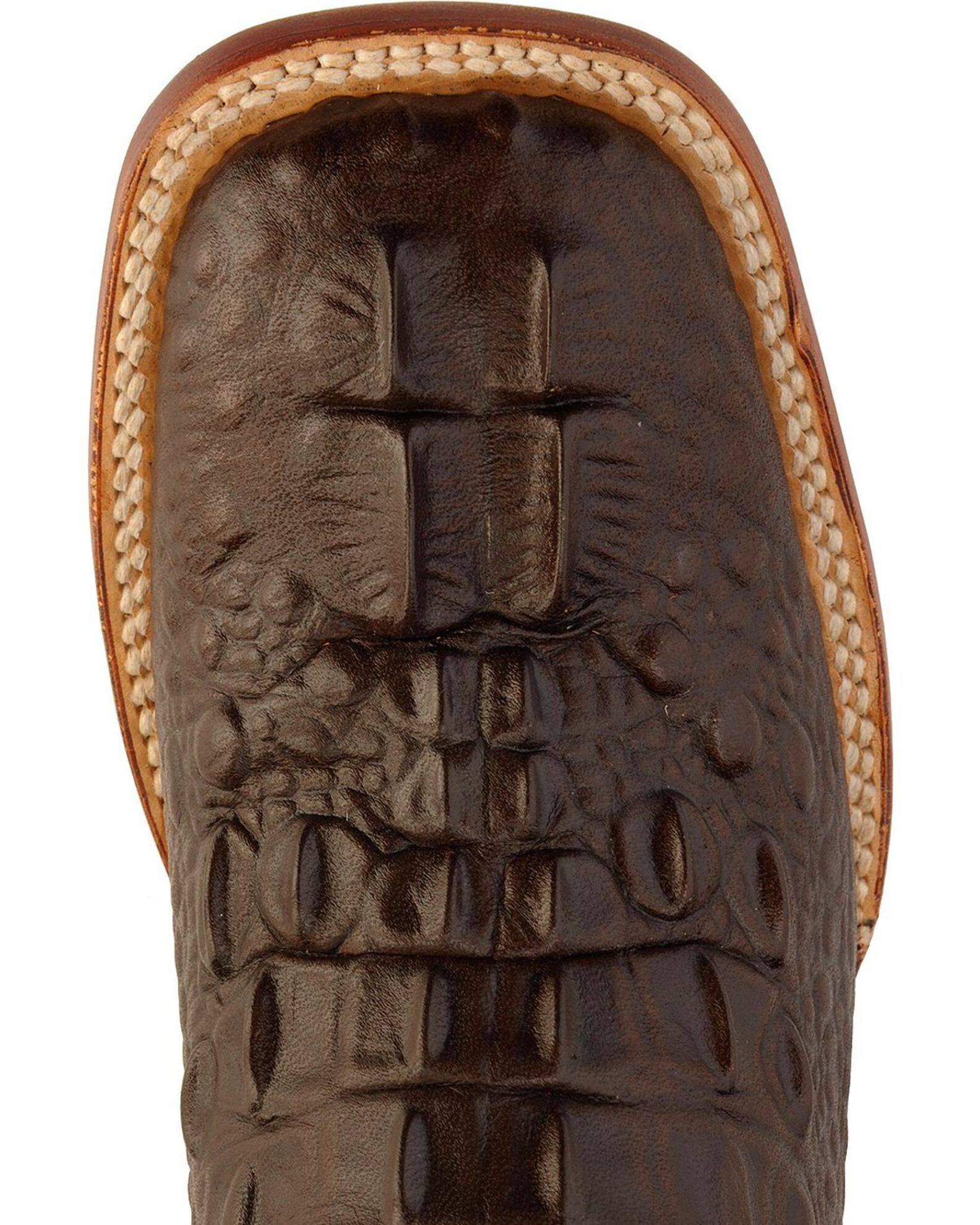 Image #6 - Ferrini Women's Hornback Caiman Print Western Boots - Broad Square Toe, Chocolate, hi-res