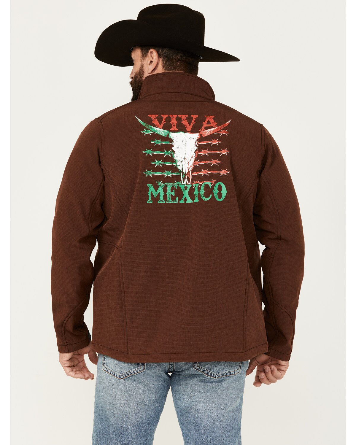 Image #4 - Cowboy Hardware Men's Viva Mexico Skull Softshell Jacket, Rust Copper, hi-res