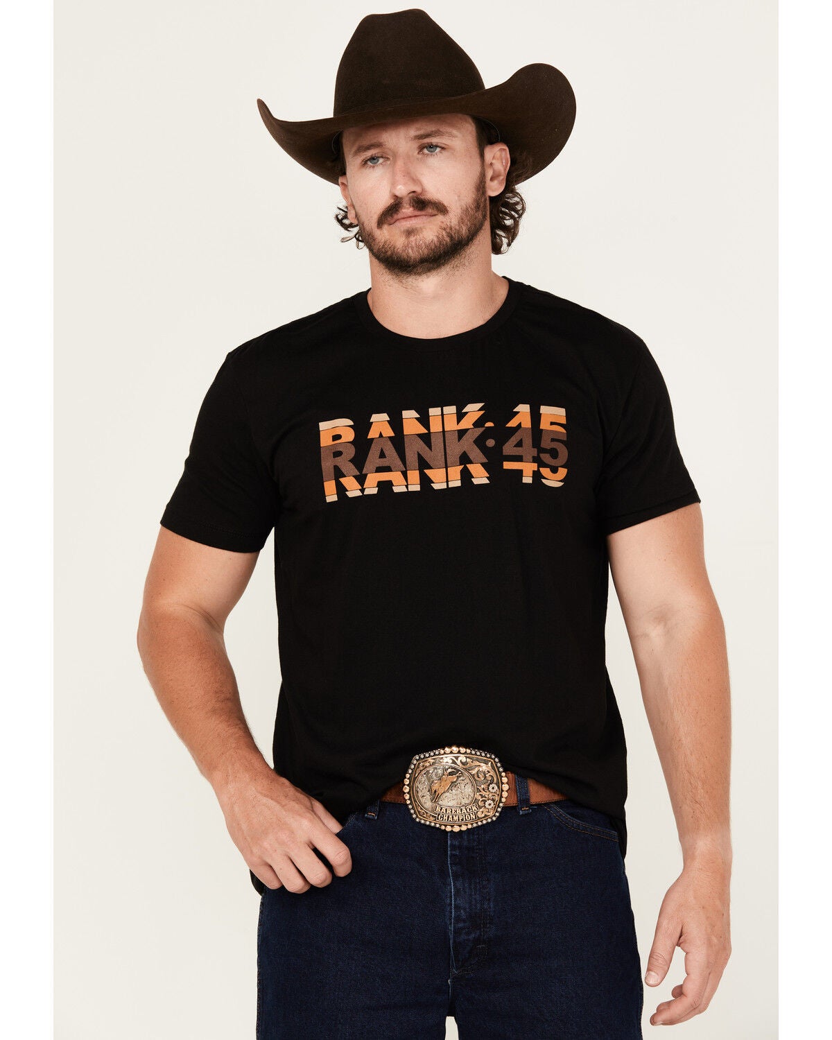 RANK 45&reg; Men's Texas Trails Logo Short Sleeve Graphic T-Shirt, Black, hi-res