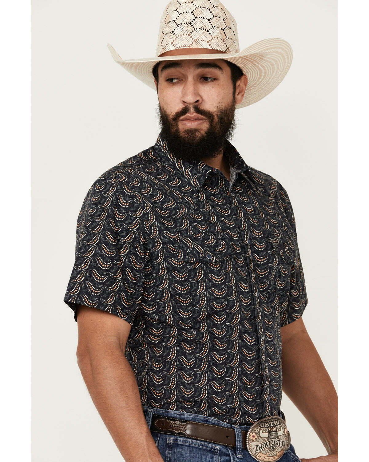 Image #2 - Gibson Men's Disco Ball Geo Print Short Sleeve Snap Western Shirt, Navy, hi-res