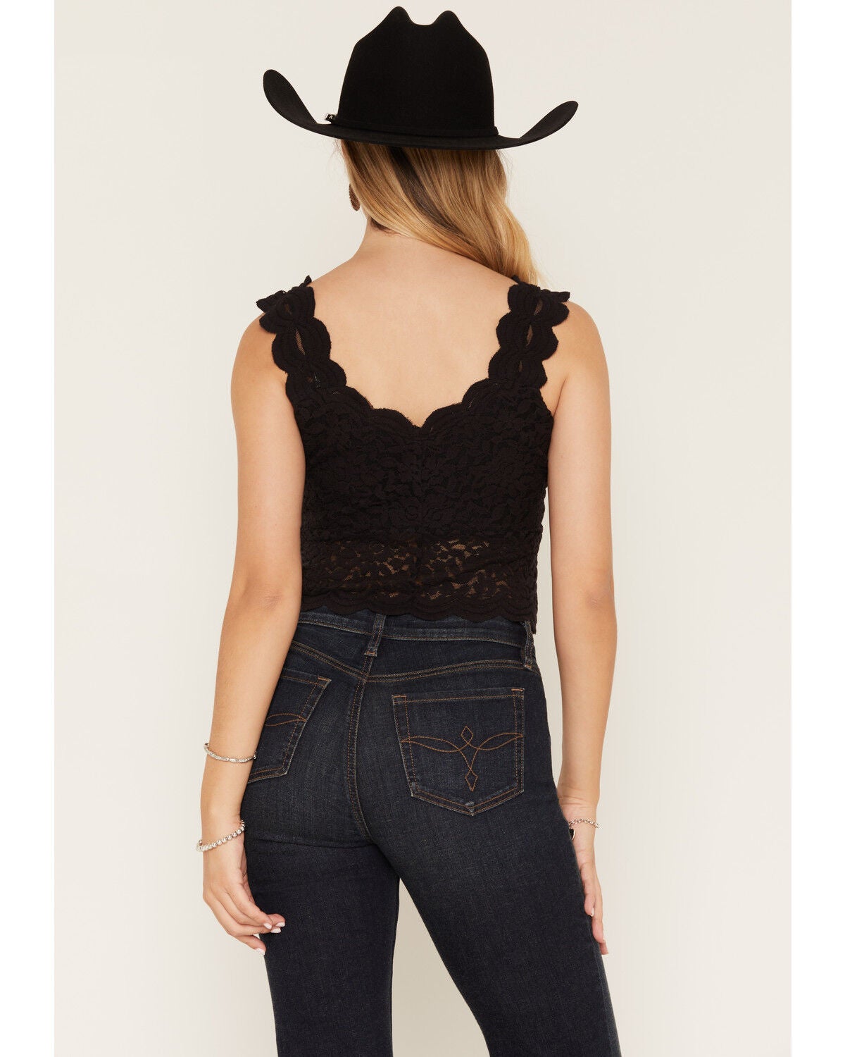 Image #4 - Shyanne Women's Solid Lace Fitted Tank Top, Black, hi-res