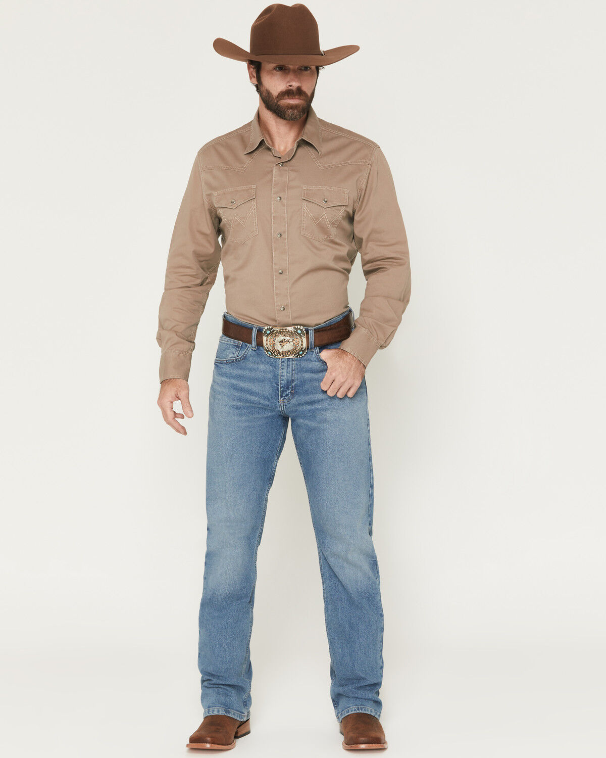 Image #1 - Wrangler 20X Men's 42MWX Seaside Medium Wash Slim Fit Bootcut Stretch Denim Jeans, Medium Wash, hi-res