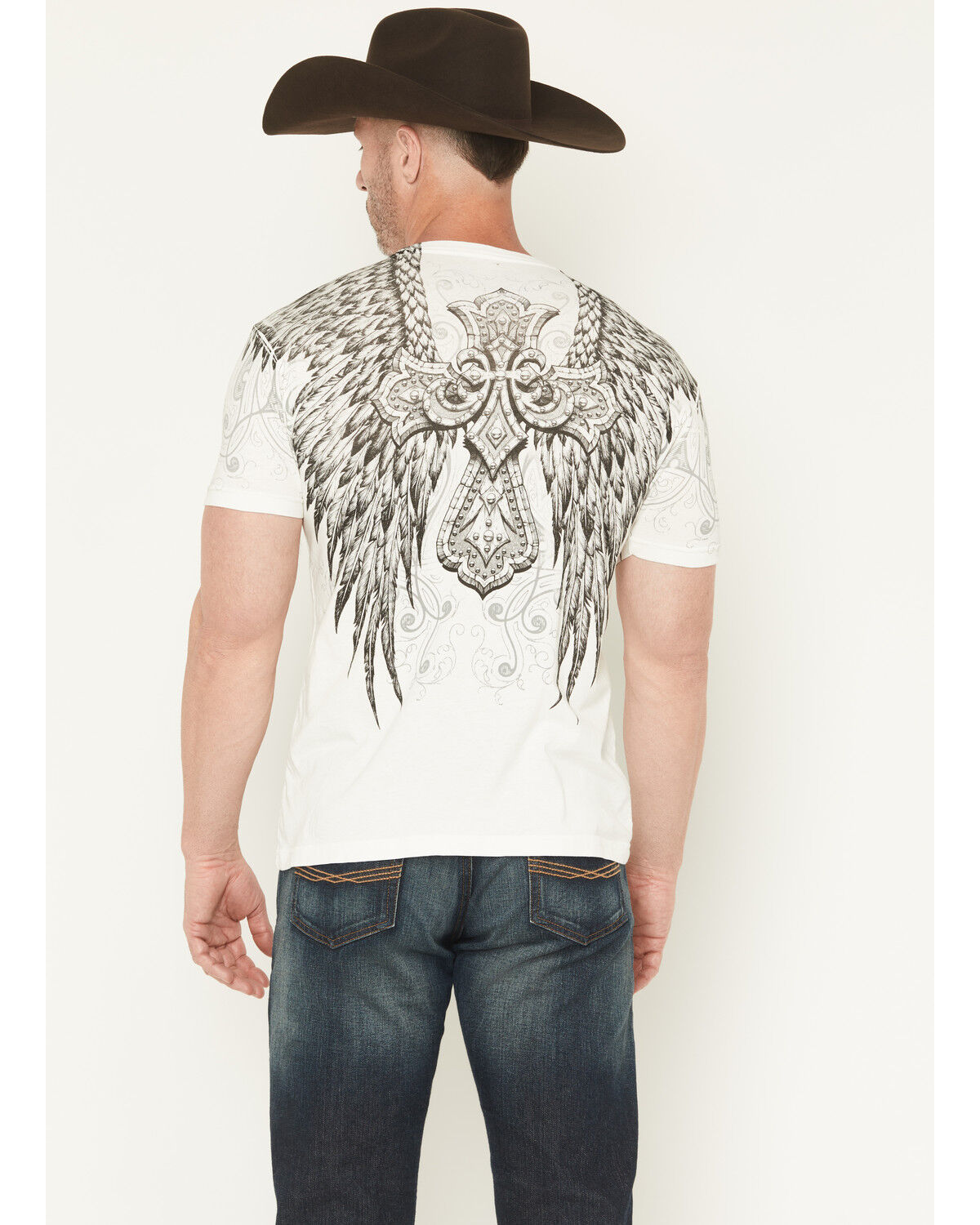 Image #4 - Affliction Men's Kingdom Short Sleeve Graphic T-Shirt, Off White, hi-res