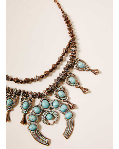 Image #2 - Shyanne Women's Crescent Bronze Squash Blossom Necklace, Rust Copper, hi-res