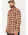 Moonshine Spirit Men's Trail Map Southwestern Plaid Snap Western Flannel Shirt , Cream, hi-res