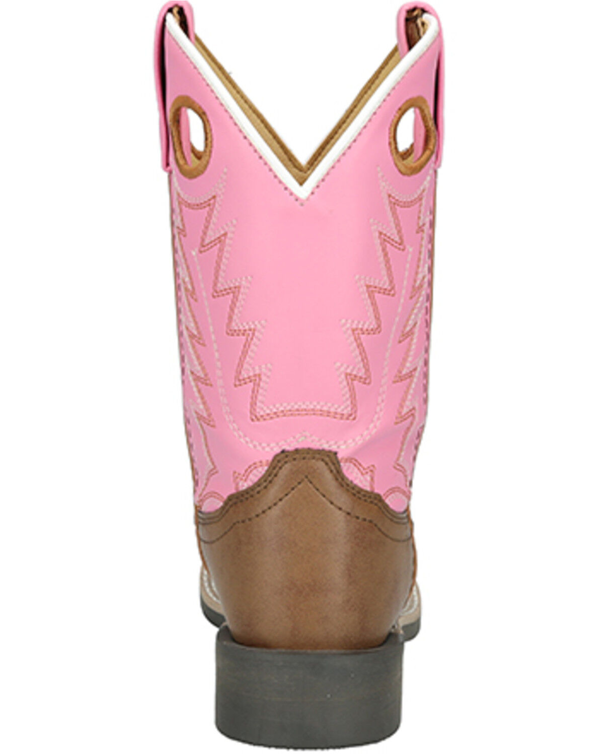 Image #5 - Smoky Mountain Girls' El Paso Western Boots - Broad Square Toe, Brown/pink, hi-res
