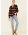 North River Women's Plaid Print Corduroy Long Sleeve Shirt, Burgundy, hi-res