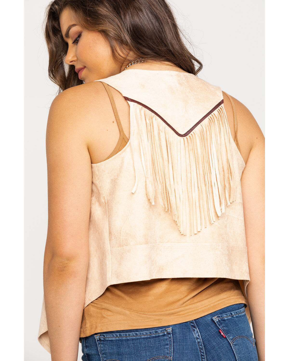 Image #2 - Shyanne Women's Faux Suede Fringe Vest, Stone, hi-res