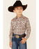 Image #1 - Roper Boys' Plaid Long Sleeve Pearl Snap Western Shirt , Brown, hi-res