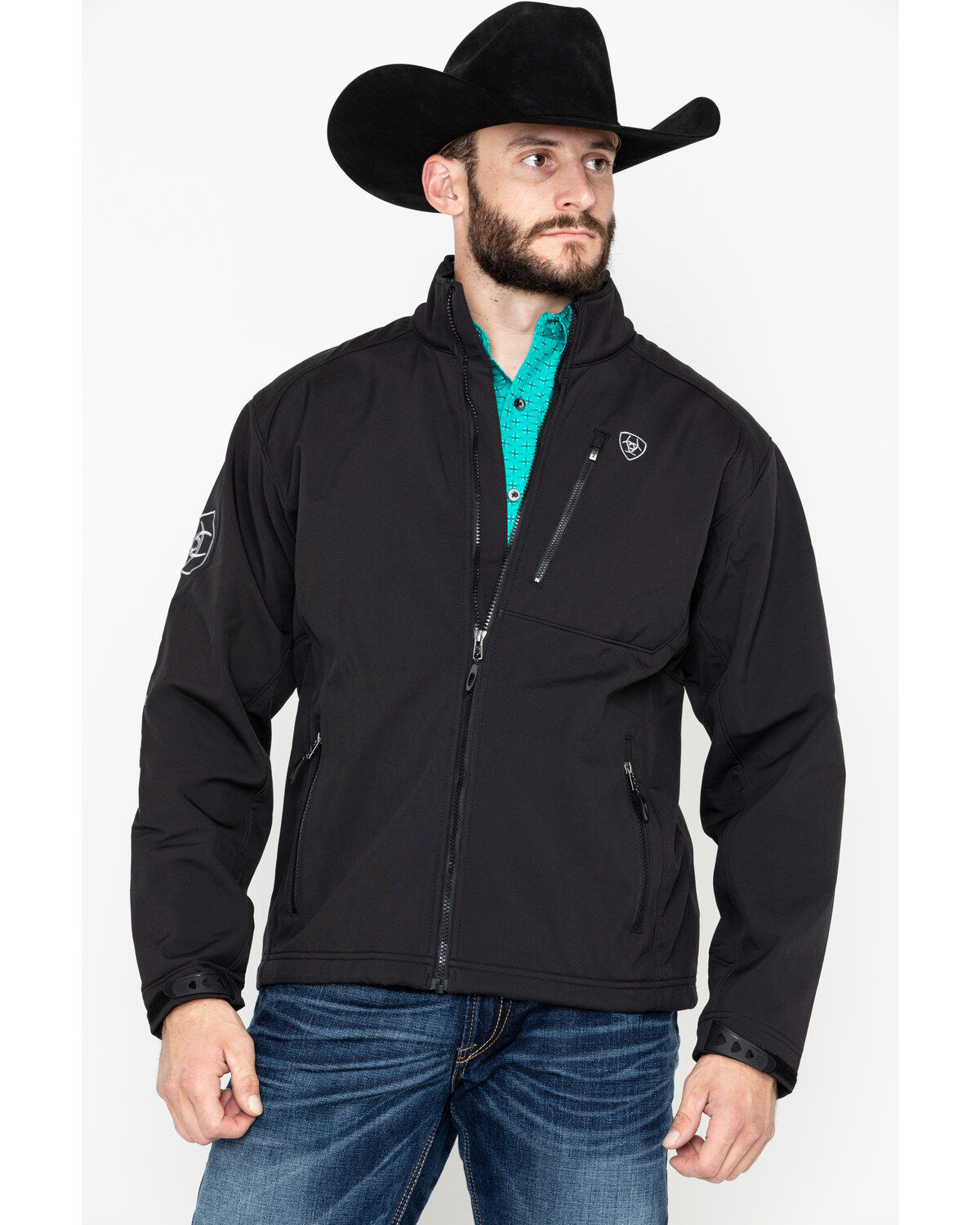 Image #1 - Ariat Men's Black Logo 2.0 Softshell Jacket - Big, Black, hi-res