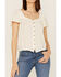 Image #4 - Jolt Women's Lace Trim Button-Down Shirt, Ivory, hi-res