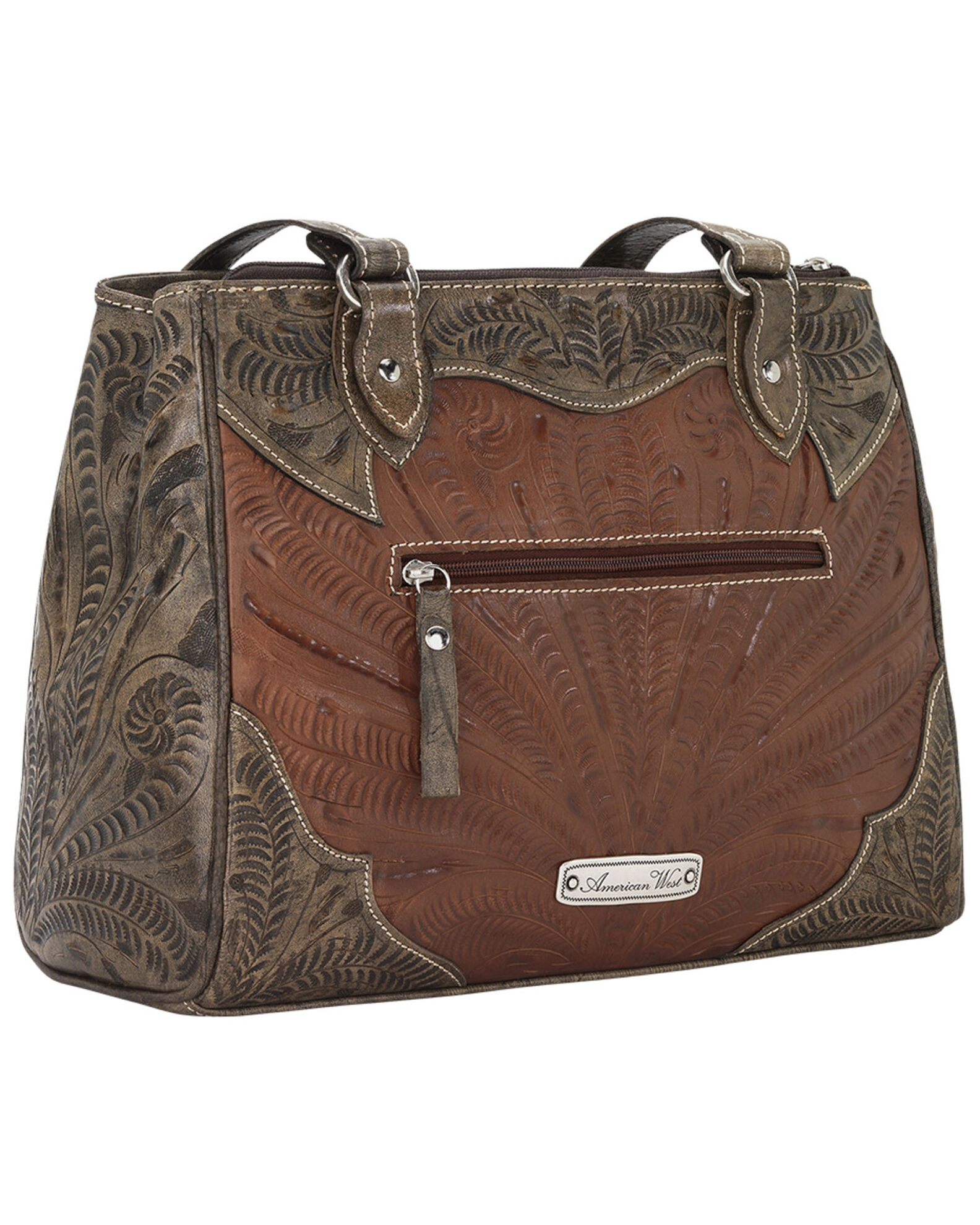 Image #2 - American West Women's Desert Wildflower Tote, Brown, hi-res