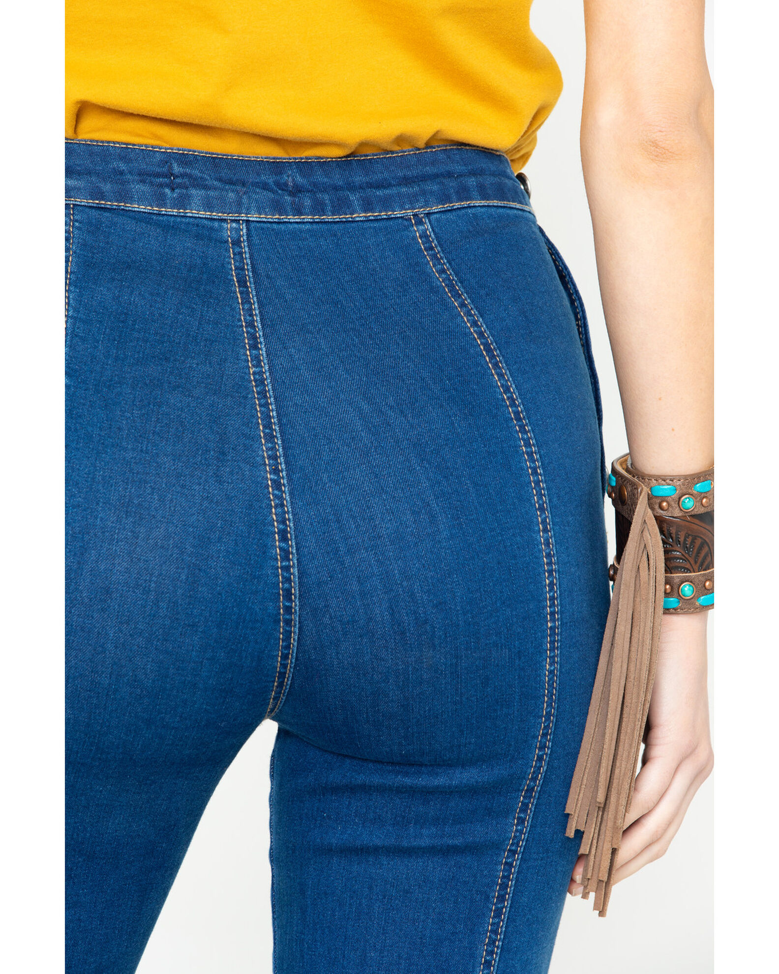 Flying Tomato Women s Button Side Dark Denim Flare Trouser Jeans Boot Barn