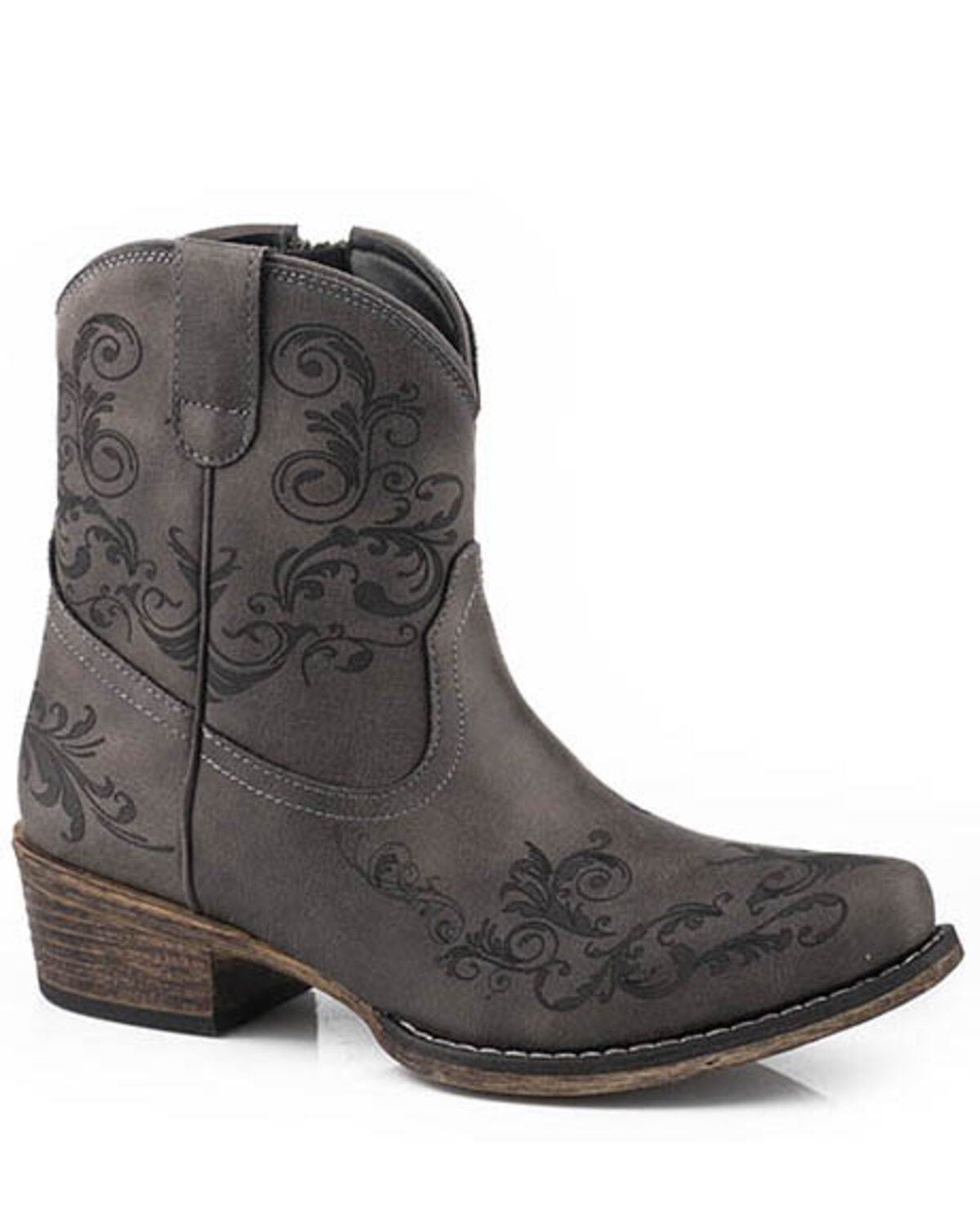 Roper Women's Short Stuff Fashion Booties - Snip Toe, Grey, hi-res