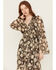 Image #2 - Miss Me Women's Floral Print Long Sleeve Midi Dress, Black, hi-res