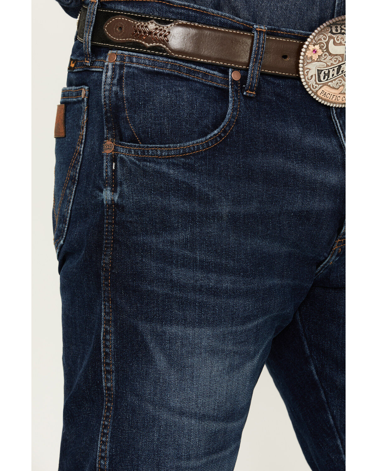 Image #2 - Wrangler Retro Men's Fenholloway Dark Wash Slim Bootcut Stretch Premium Green Jeans, , hi-res