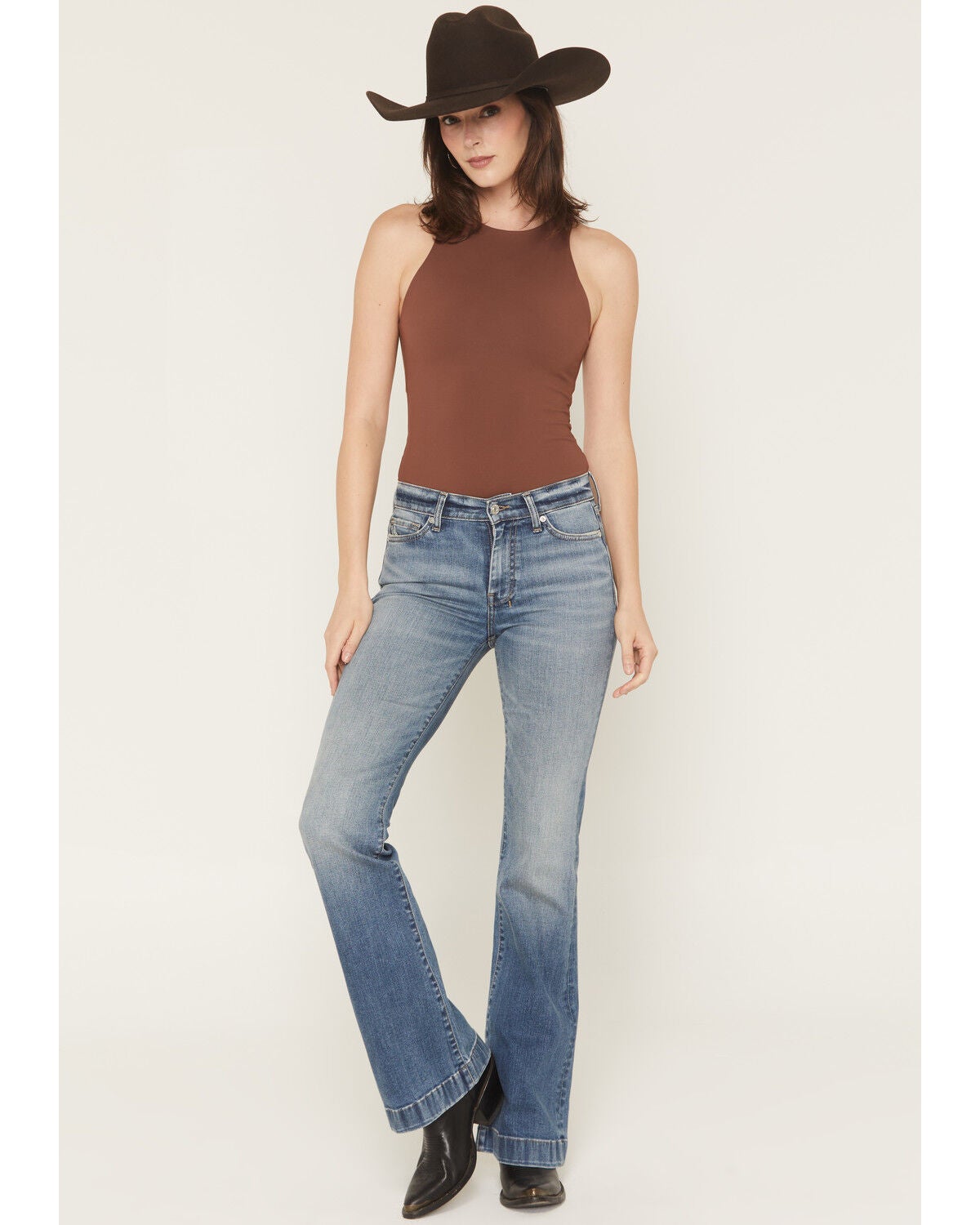 7 For All Mankind Women's Faded Echo Medium Wash Mid Rise Dojo Trouser Stretch Denim Jeans, Medium Wash, hi-res