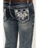 Image #4 - Grace in LA Little Girls' Medium Wash Steer Head Pocket Stretch Bootcut Jeans, Medium Wash, hi-res