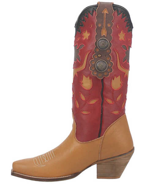 Dingo Women's Love Rocks Leather Underlay Western Boot - Snip Toe , Tan, hi-res
