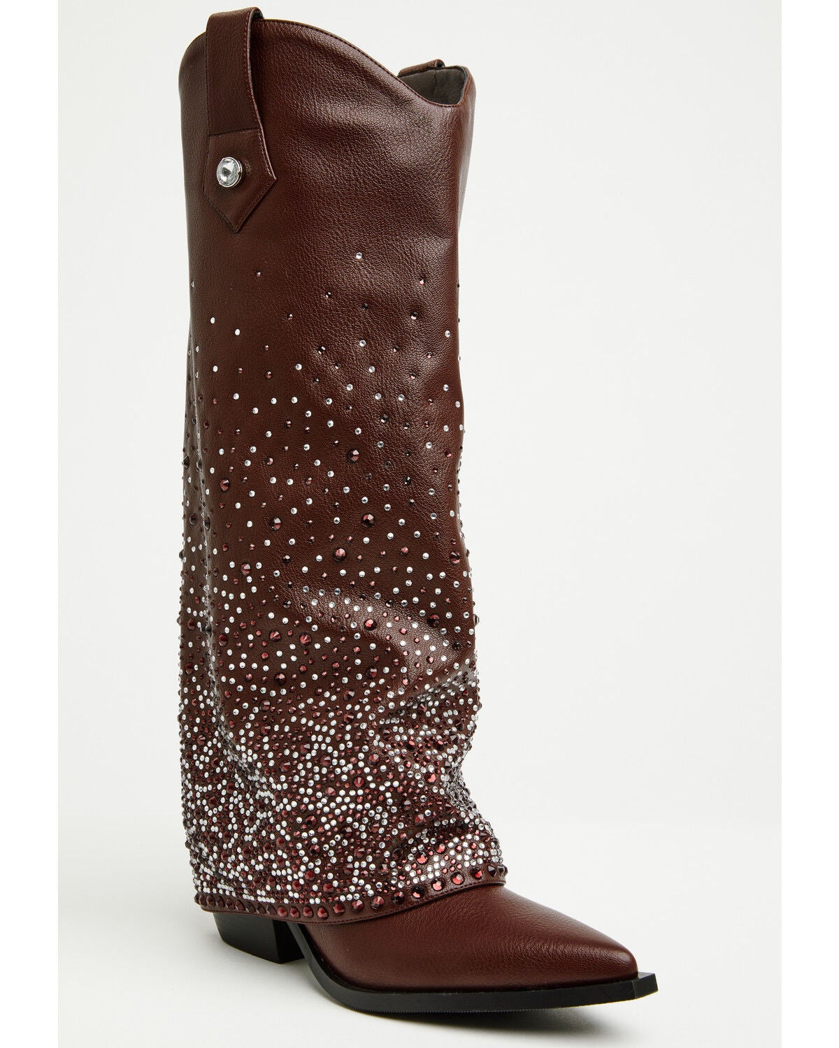 Azalea Wang Women's Beth Rhinestone Tall Fashion Boots - Snip Toe, Brown, hi-res
