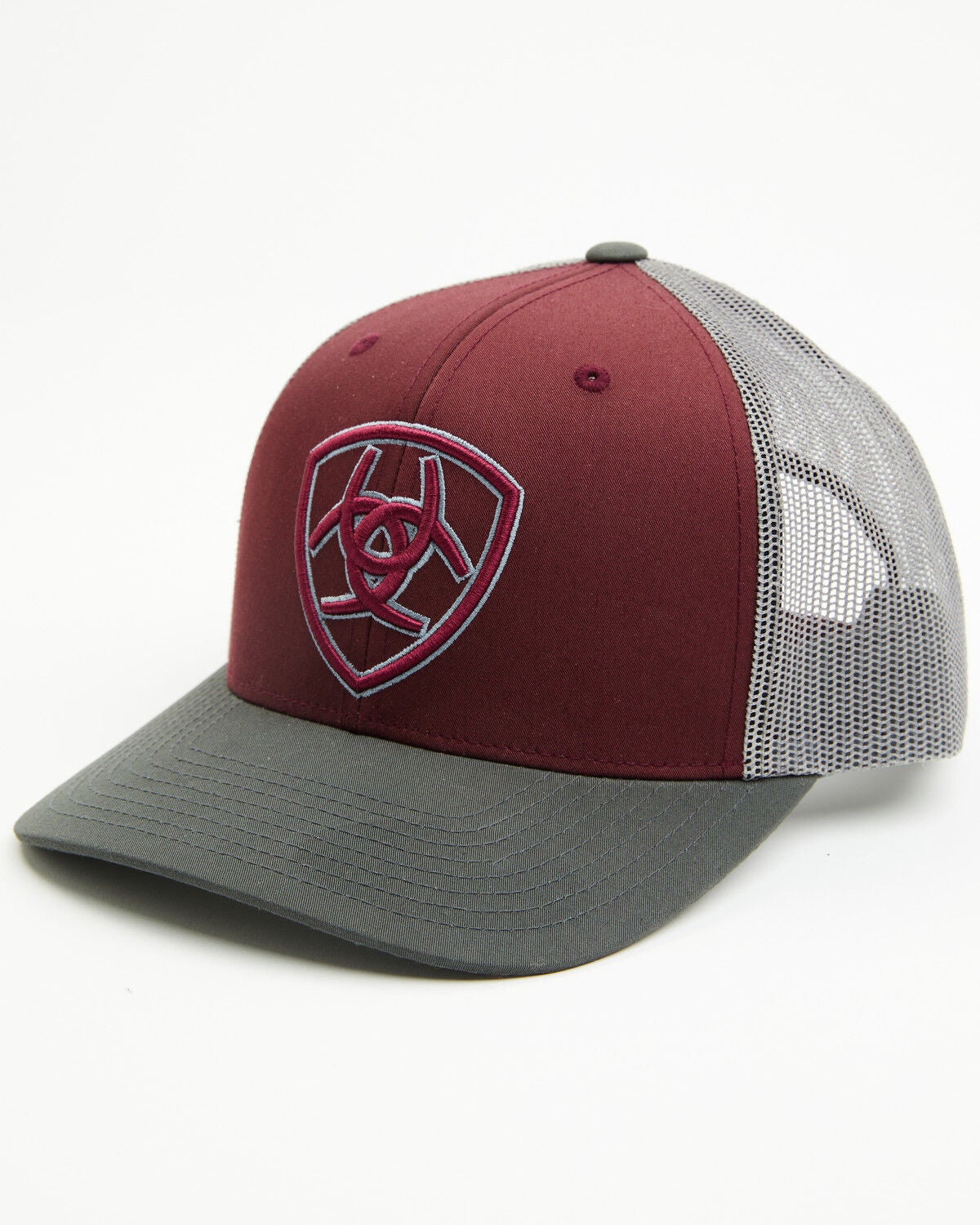 Ariat Men's Shield Logo Ball Cap, Maroon, hi-res