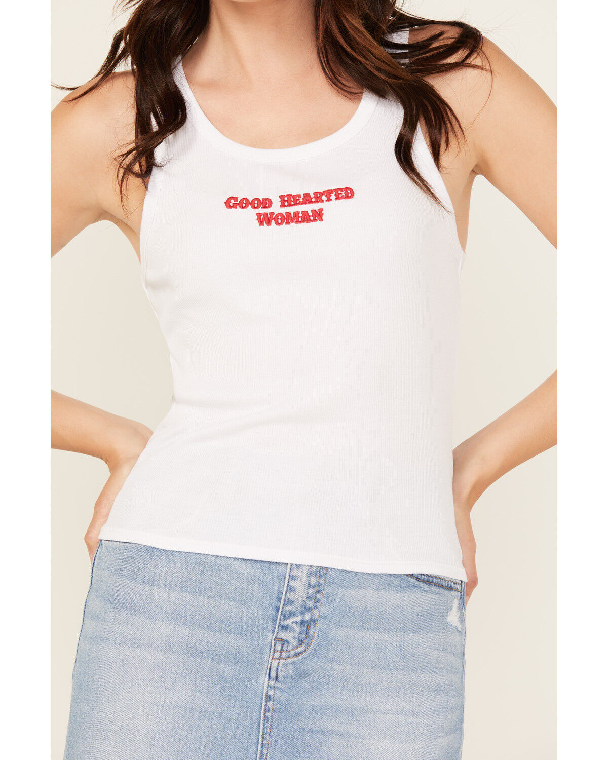 Image #3 - Youth in Revolt Women's Good Hearted Woman Ribbed Tank, White, hi-res