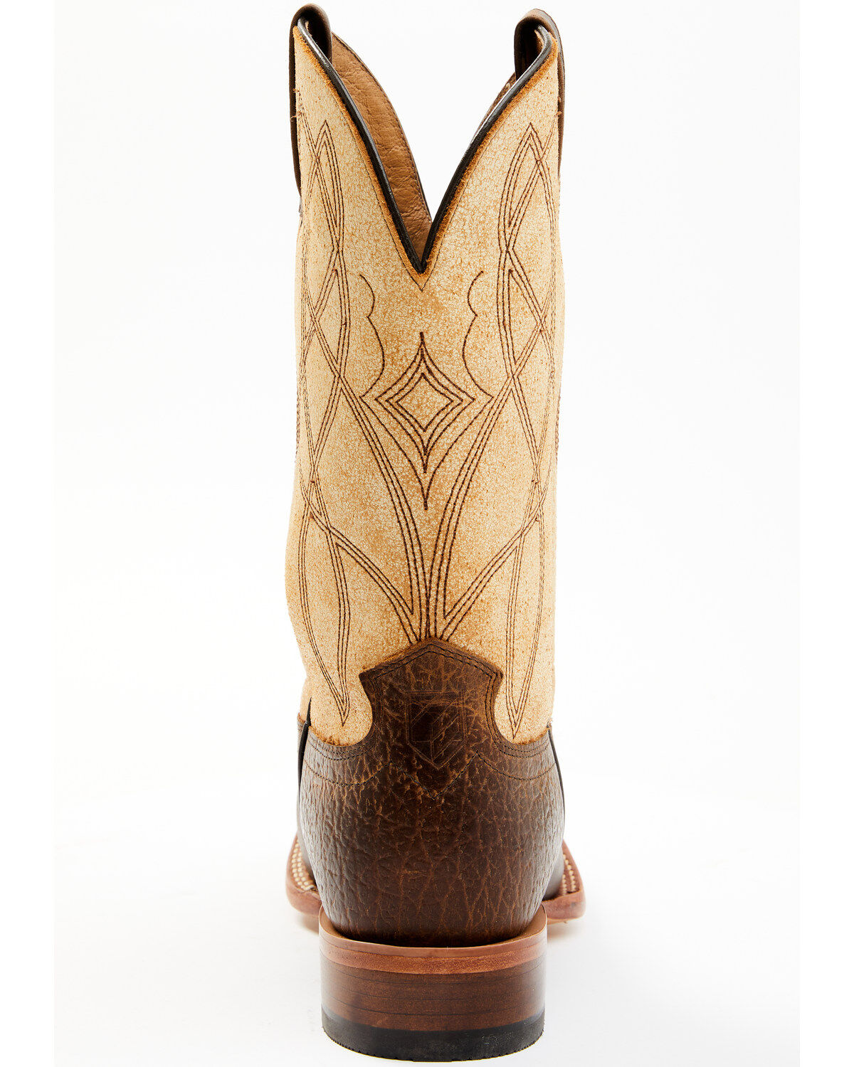 Image #5 - RANK 45® Men's Deuce Western Boots - Broad Square Toe, Cream/brown, hi-res