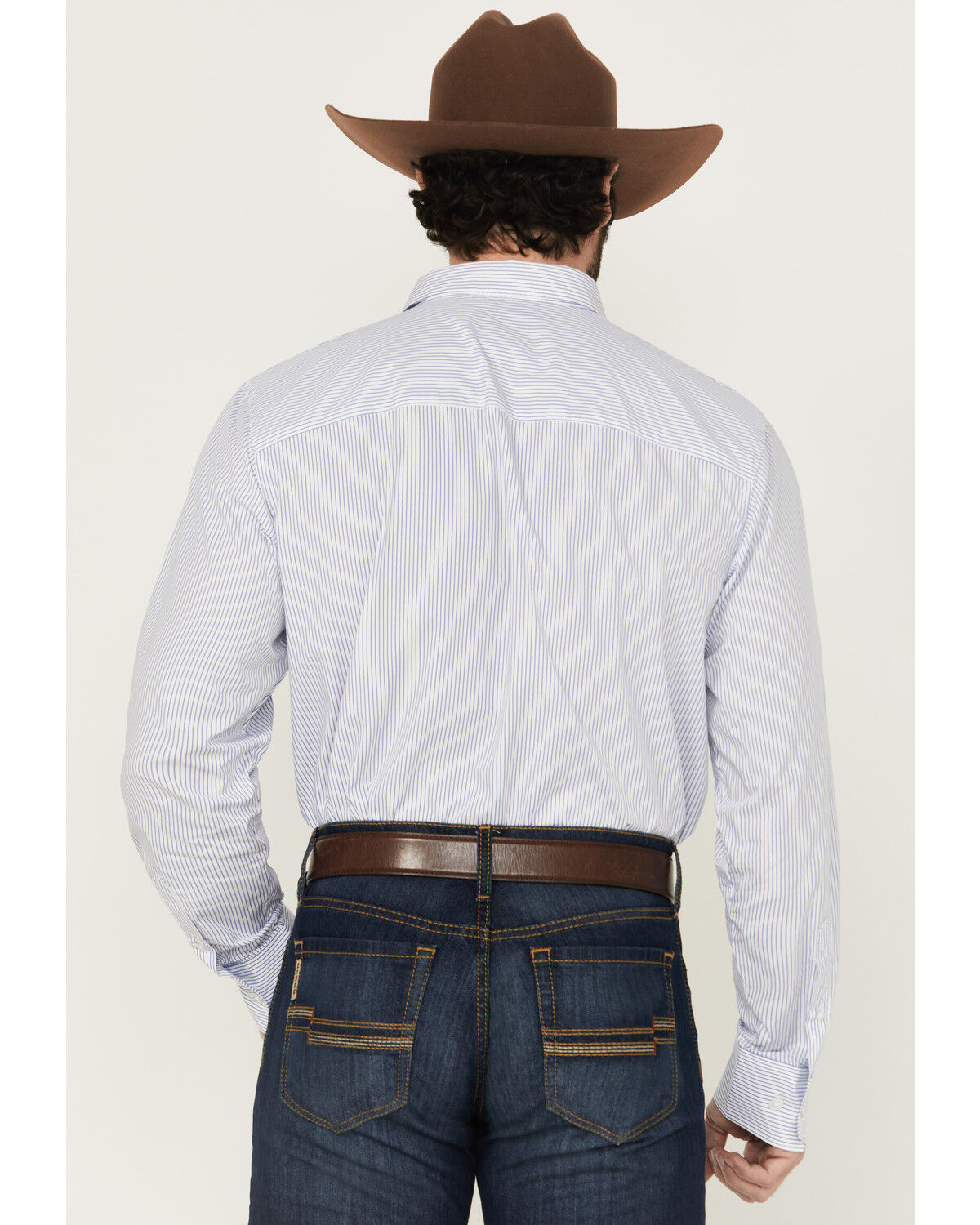 Image #4 - Wrangler x Cody Johnson Men's Striped Print Long Sleeve Button-Down Western Shirt, Blue, hi-res