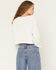 Image #4 - Budweiser Women's Cut Off Crew Neck Sweatshirt, White, hi-res