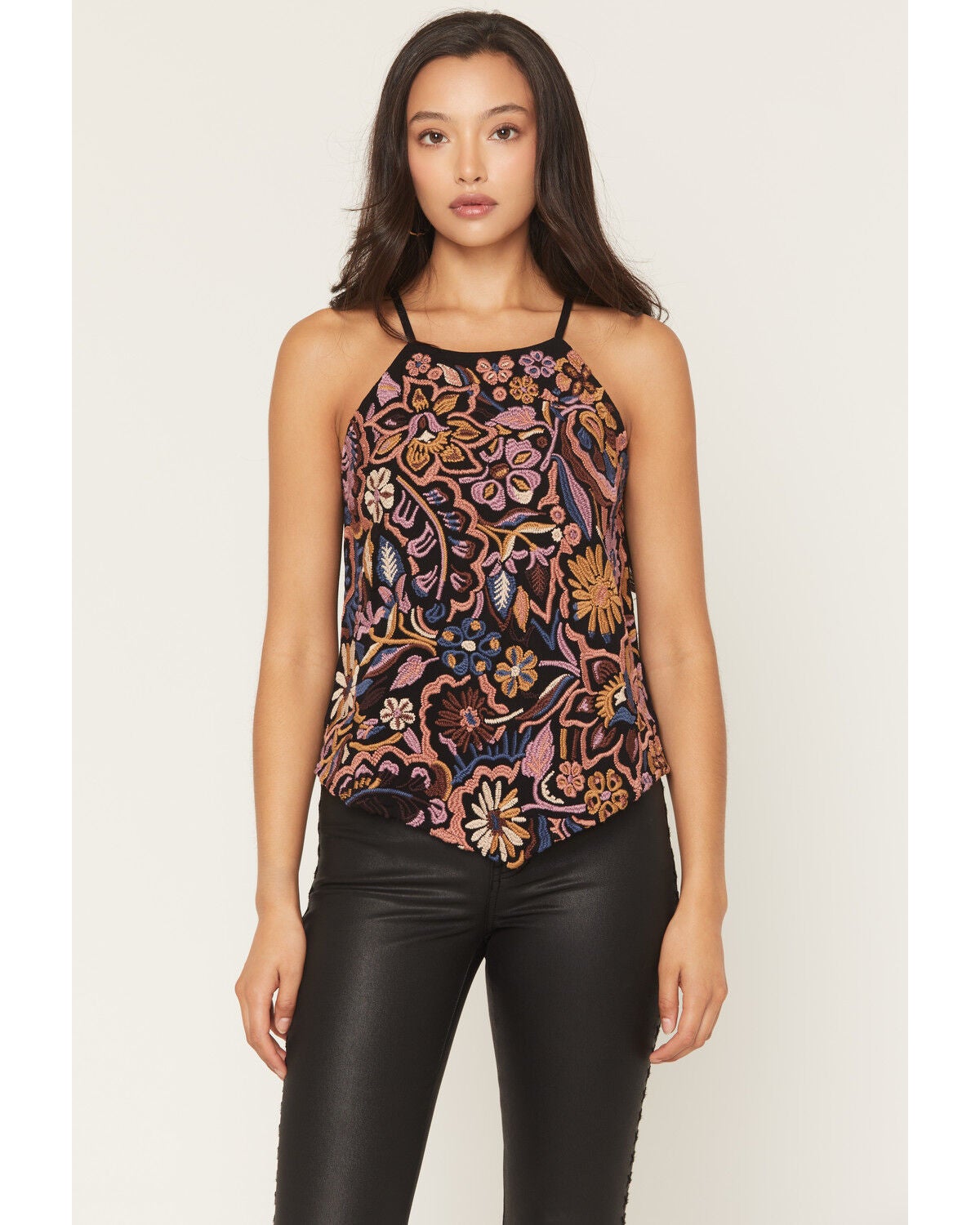 Idyllwind Women's Chateau Embroidered Sleeveless Tank Top, Black, hi-res