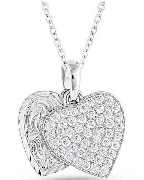 Montana Silversmiths Women's Country Charm Crystal Love Necklace, Silver, hi-res