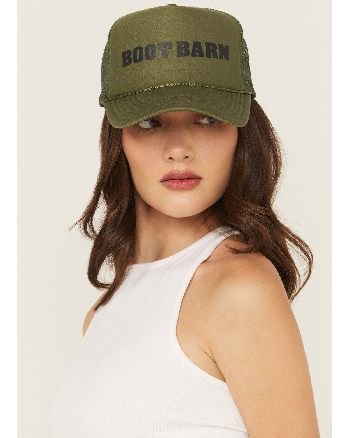 Image #2 - Boot Barn Logo Trucker Cap, Olive, hi-res