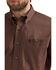 Image #2 - George Strait by Wrangler Men's Solid Long Sleeve Button-Down Stretch Western Shirt - Tall, Dark Brown, hi-res