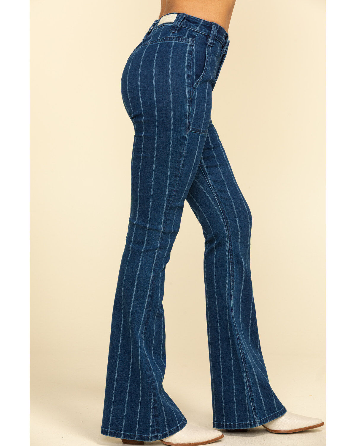 striped flare jeans