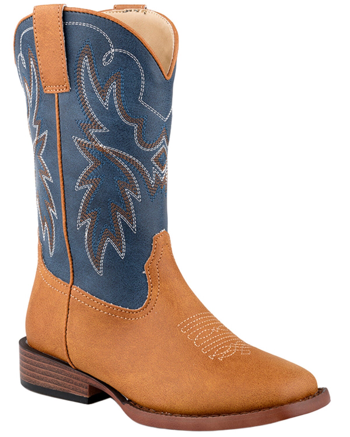 Roper Boys' Heritage Western Boots - Broad Square Toe, Tan, hi-res