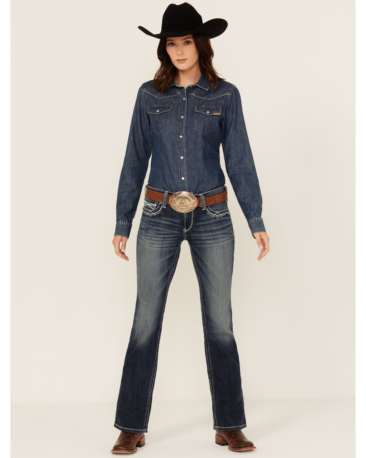Image #3 - Ariat Women's Mid Rise Boot Cut Real Riding Jeans, Indigo, hi-res