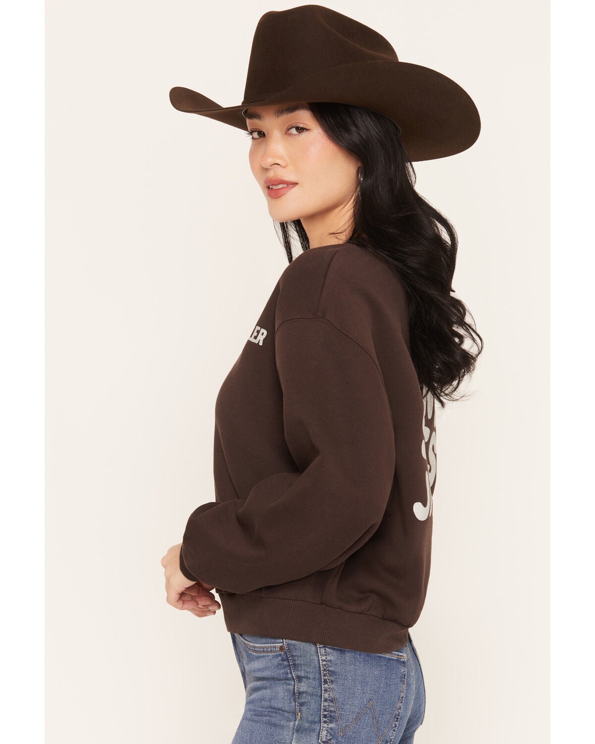 Image #3 - Wrangler Retro Women's Metallic Graphic Crew Neck Sweatshirt, Brown, hi-res